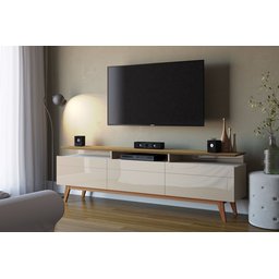 Rack para TV até 75 polegadas 218 cm 3 gavetas Classic+ Pés em Madeira Maciça - 1