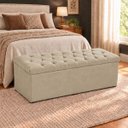 Ver imagem 1 de Calçadeira Recamier Baú 138cm para Cama Casal Paris Vilajo:Suede Bege