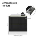 Ver imagem 2 de Balcão de Cozinha 80 Cm 2 Gavetas Branco/preto Lux Madesa Branco/preto