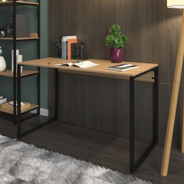 Conjunto Home Office com Mesa Escrivaninha para Escritório 120cm e Estante Multiuso 80cm - Móveis E- - 2