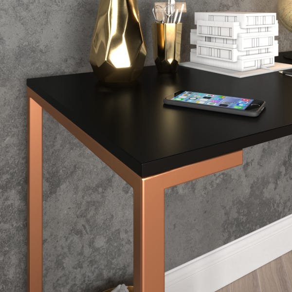 Conjunto Home Office com Mesa Escrivaninha para Escritório 120cm e Estante Multiuso 80cm - Preto com - 8