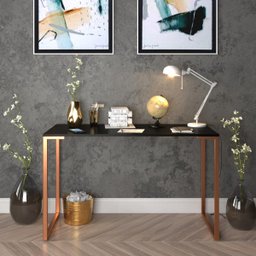 Conjunto Home Office com Mesa Escrivaninha para Escritório 120cm e Estante Multiuso 80cm - Preto com - 2