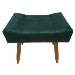 Puff Banqueta Retangular para Sala Quarto Penteadeira Verde Militar Pés Natural - 3
