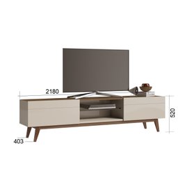 Rack para TV até 75 polegadas 218 cm 2 gavetas Classic Pés em Madeira Maciça - 4