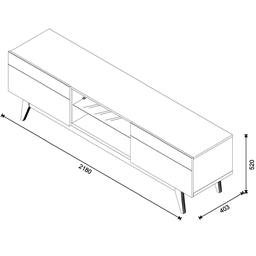 Rack para TV até 75 polegadas 218 cm 2 gavetas Classic Pés em Madeira Maciça - 3