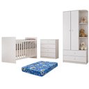 Ver imagem 2 de Dormitório Infantil Labirinto Guarda Roupa, Cômoda e Berço Branco com Colchão Baby Physical - m