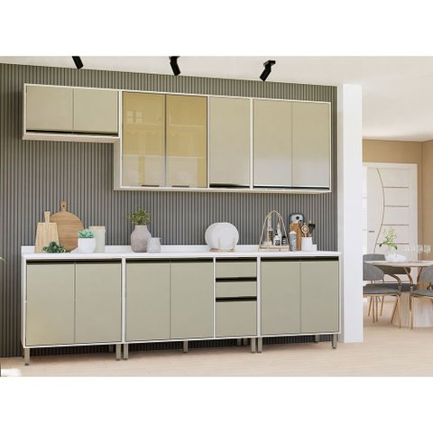 Cozinha Modulada Compacta 5 Peças com Tampo Linea Luciane Móveis