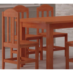 Mesa Com 6 Cadeiras de Madeira Maciça 160x88 Safira Mel - 2