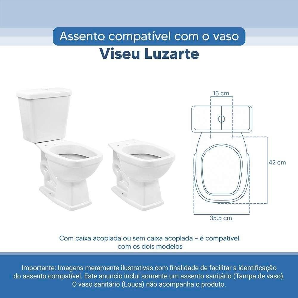 Assento Sanitário Tampa de Vaso Branco Resina Poliester Viseu para Bacia Luzarte - 5