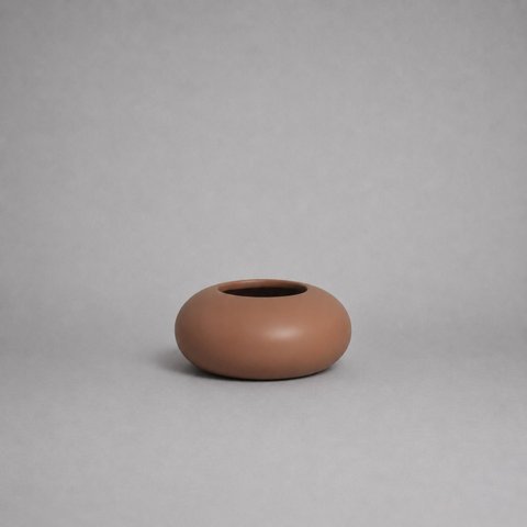 Cachepot Redondo Pequeno Espelhado Vaso Decorativo de Cerâmica para Sala e Mesa Mocha Mousse