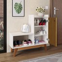 Ver imagem 3 de Sapateira Hall de Entrada Organizador Sala Quarto Prateleira 1 Porta Banquinho Sapato Nicho Shoes -