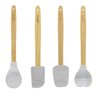 Conjunto 4 Utensílios De Cozinha Silicone Mármore Cabo Madeira - 1