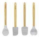 Ver imagem 1 de Conjunto 4 Utensílios De Cozinha Silicone Mármore Cabo Madeira