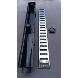 Ralo Linear 6x50 modelo Grelha Inox Polida Desenho Reto Coletor Preto- Ficone Reis - 5