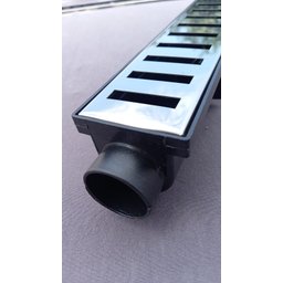 Ralo Linear 6x50 modelo Grelha Inox Polida Desenho Reto Coletor Preto- Ficone Reis - 8