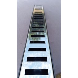 Ralo Linear 6x50 modelo Grelha Inox Polida Desenho Reto Coletor Preto- Ficone Reis - 3