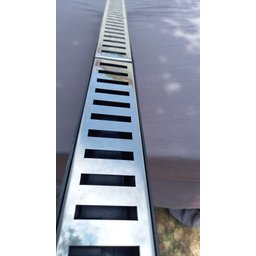 Ralo Linear 6x50 modelo Grelha Inox Polida Desenho Reto Coletor Preto- Ficone Reis - 7