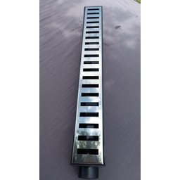 Ralo Linear 6x50 modelo Grelha Inox Polida Desenho Reto Coletor Preto- Ficone Reis - 4