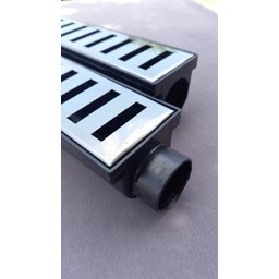 Ralo Linear 6x50 modelo Grelha Inox Polida Desenho Reto Coletor Preto- Ficone Reis - 9