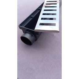 Ralo Linear 6x50 modelo Grelha Inox Polida Desenho Reto Coletor Preto- Ficone Reis - 2