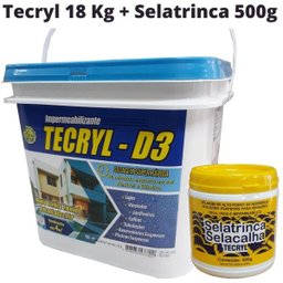 Kit Tecryl D3 Impermeabilizante 18kg Branco Com Tecril Selatrinca Selacalha de 500g - 2