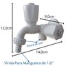 Torneira Para Tanque e Máquina Lavar Louça ou Roupa De Parede Com Duas Saídas Branca 4031 C50 - 5