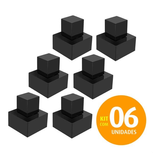 Acabamento Para Registro Quadrado ABS Preto Gaveta Kit 6 PÇS - 5