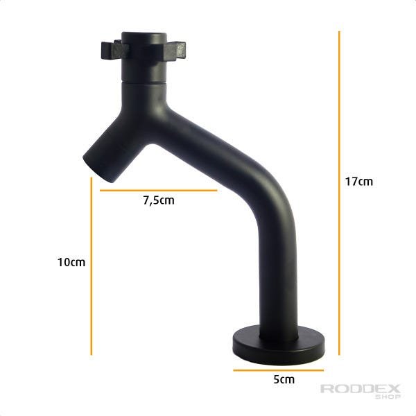 Torneira Mesa Bica Baixa Aço Inox 304 Preto Black Água Fria Lavabo Lavatório Linha Stone - 2