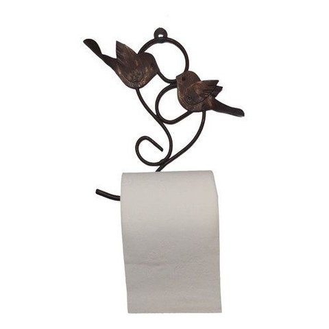 Suporte para Papel em Ferro Rústico com Pássaro