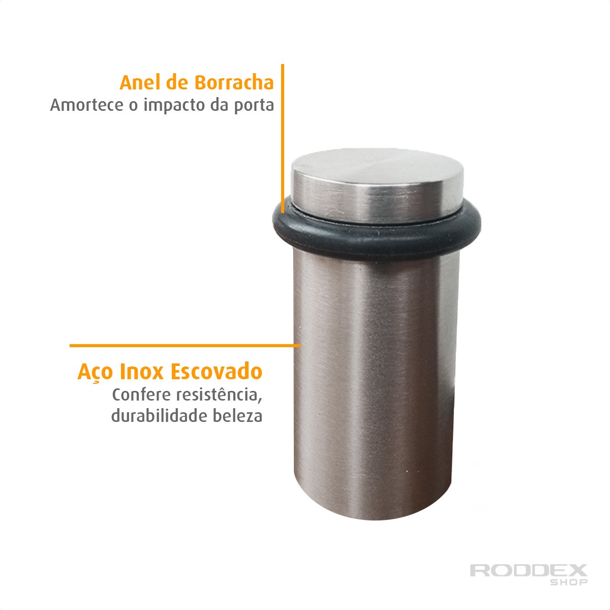 Batedor Amortecedor de Porta Inox Padrão Hotel 5cm Kit 2un - 2