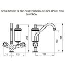 Ver imagem 3 de 2141 C80 Torneira Gourmet com Filtro Bica Móvel e Tubo Flexível Preto com Arejador Acoplado para Pia