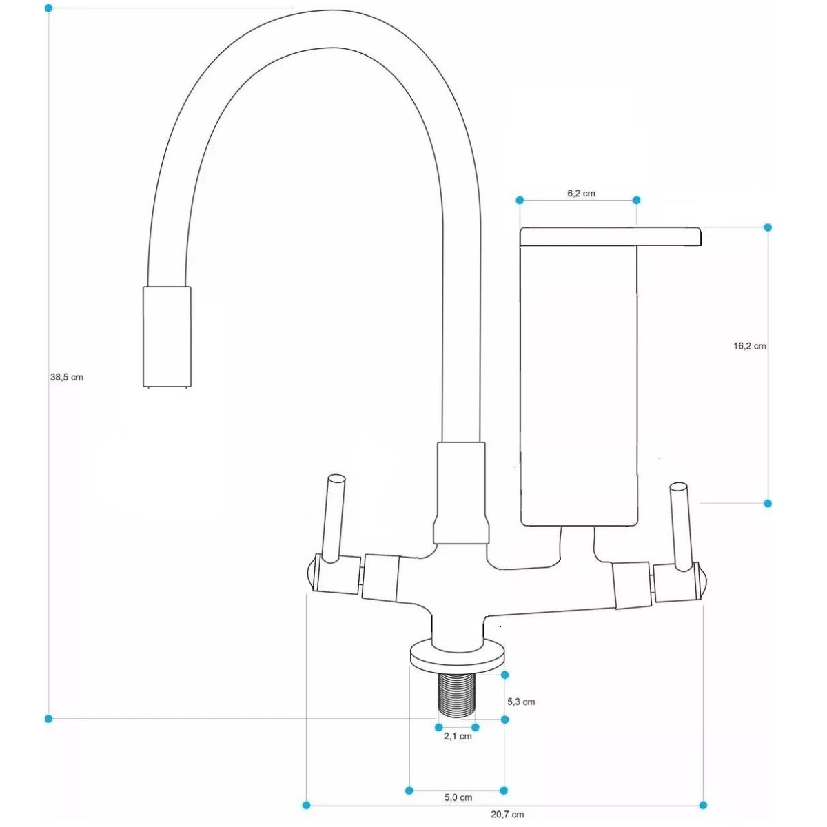 2141 C80 Torneira Gourmet com Filtro Bica Móvel e Tubo Flexível Preto com Arejador Acoplado para Pia - 2