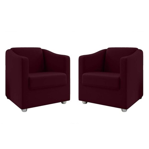 Kit 2 Poltronas Decorativa Ana Suede Marsala Pés Cromado - Pallazio
