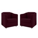 Ver imagem 1 de Kit 2 Poltronas Decorativa Ana Suede Marsala Pés Cromado - Pallazio