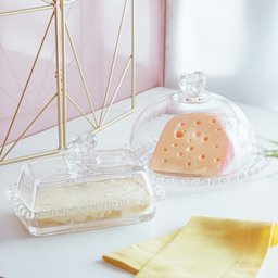 Queijeira de Cristal Com Tampa Coração Transparente Lyor - 7