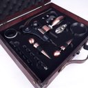 Ver imagem 4 de Kit Abridor de Vinho Profissional Saca Rolha com Acessórios e Estojo Madeira Rústica