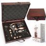 Kit Abridor de Vinho Profissional Saca Rolha com Acessórios e Estojo Madeira Rústica - 6