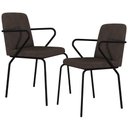 Ver imagem 1 de Kit 02 Cadeiras Estofada para Sala de Jantar com Braço Loft Preto C01 Bouclê Marrom - Lyam Decor