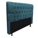 Ver imagem 4 de Kit Cabeceira + Calçadeira Baú Capitonê Livia 195cm King Size para Cama Box Suede Azul Turquesa - Ga
