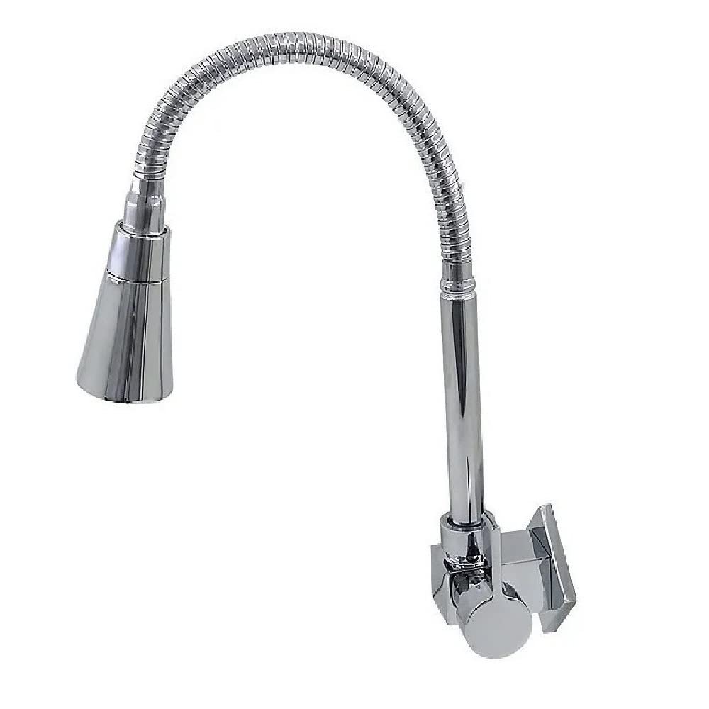 Torneira Cozinha Flexível Quadrada Parede Cone Cromado Exclusivo - 2