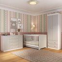 Ver imagem 2 de Quarto de Bebê Completo Berço Americano 3 em 1 Colchão Encanto Multimóveis Mp4609 Branco/off