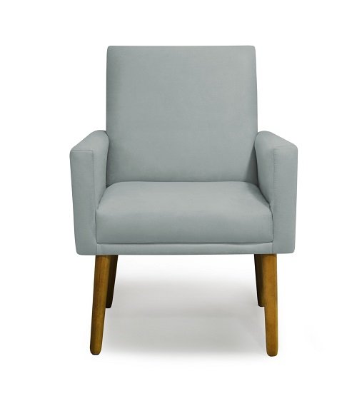 Poltrona Decorativa Nina Suede Cinza Claro - MeularDecor