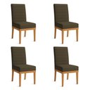 Ver imagem 1 de Kit 4 Cadeiras de Jantar Solana Linho Base de Madeira - Pallazio Cor Marrom Café