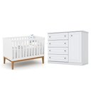 Ver imagem 1 de Berço Americano Unique Branco Soft Eco Wood - Matic e Cômoda Infantil Americano Branco Hp - Henn