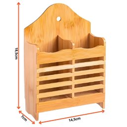 Porta Talheres Duplo em Bambu 18,5x14,5cm - 2