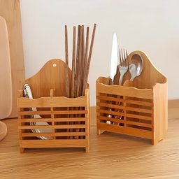 Porta Talheres Duplo em Bambu 18,5x14,5cm - 4