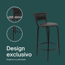 Ver imagem 4 de Kit 6 Banquetas para Balcão Cozinha Gourmet Junco Preto Bancada Ilha Banco 60cm Itagold