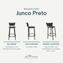Ver imagem 3 de Kit 6 Banquetas para Balcão Cozinha Gourmet Junco Preto Bancada Ilha Banco 60cm Itagold