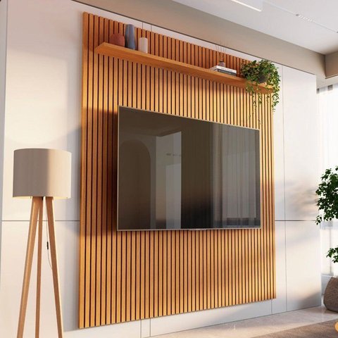 Painel para TV até 72 Polegadas 100% MDF 185,5CMX250CM Aloe Espresso Móveis