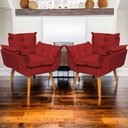 Ver imagem 7 de Kit 3 Poltronas Decorativa Alice Pé Trapézio 30cm Castanho - Suede